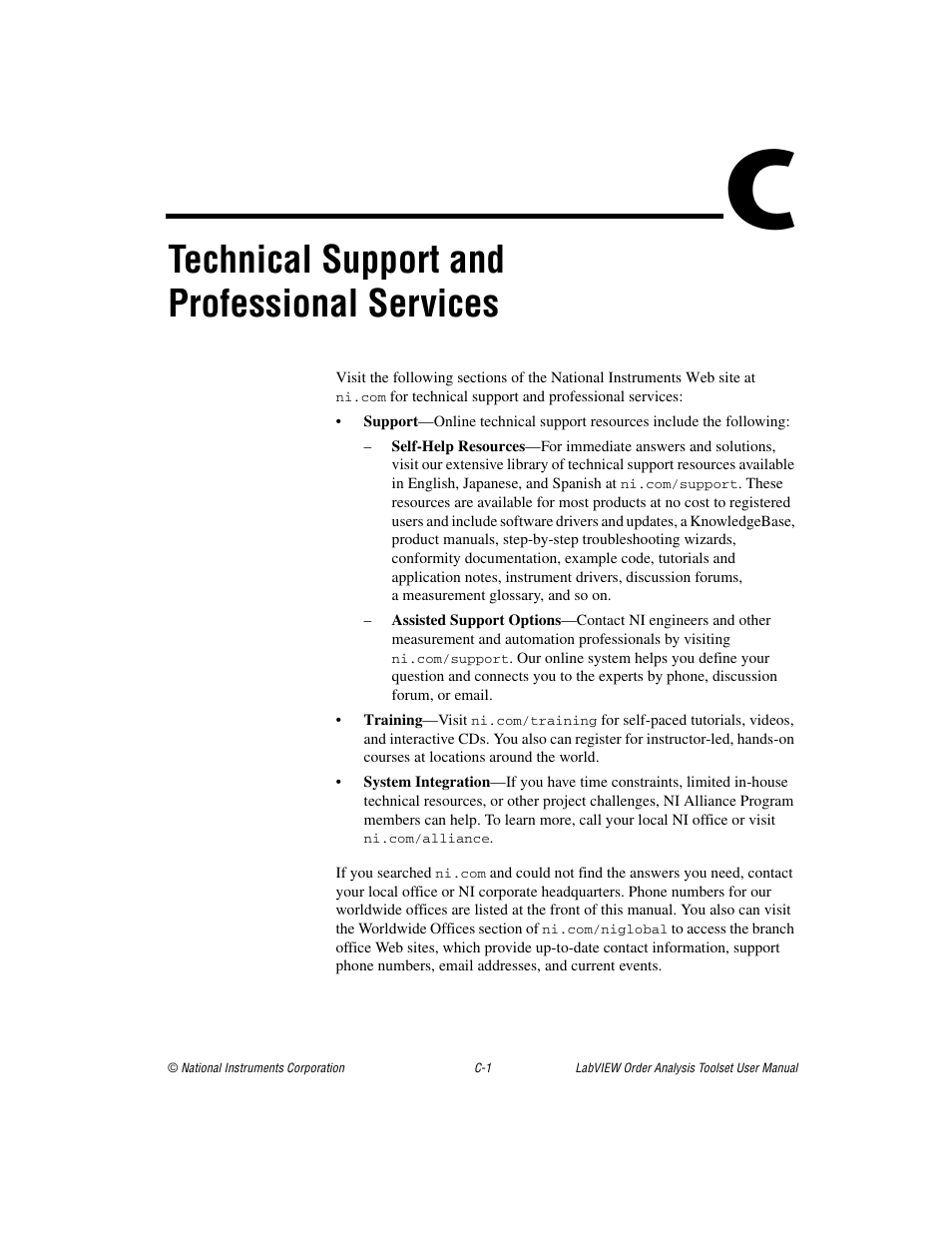Technical support and professional services | National Instruments Order Analysis Toolset User Manual | Page 58 / 63