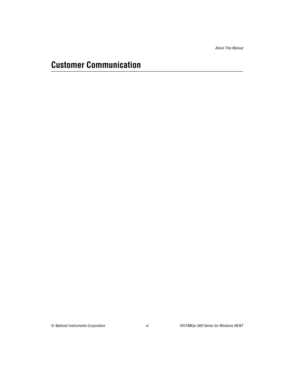 Customer communication | National Instruments VXI/VME 600 User Manual | Page 11 / 61
