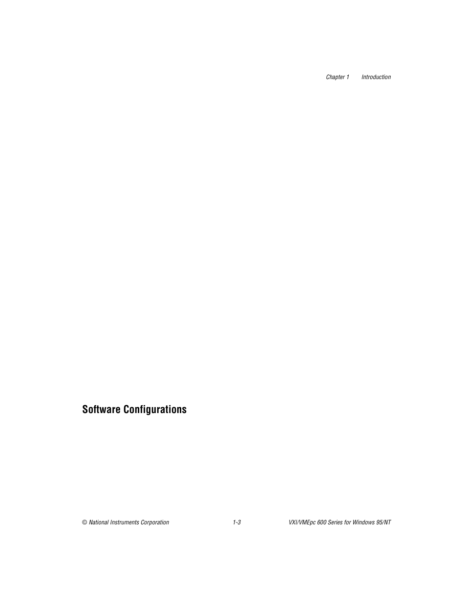 Software configurations, Software configurations -3 | National Instruments VXI/VME 600 User Manual | Page 14 / 61