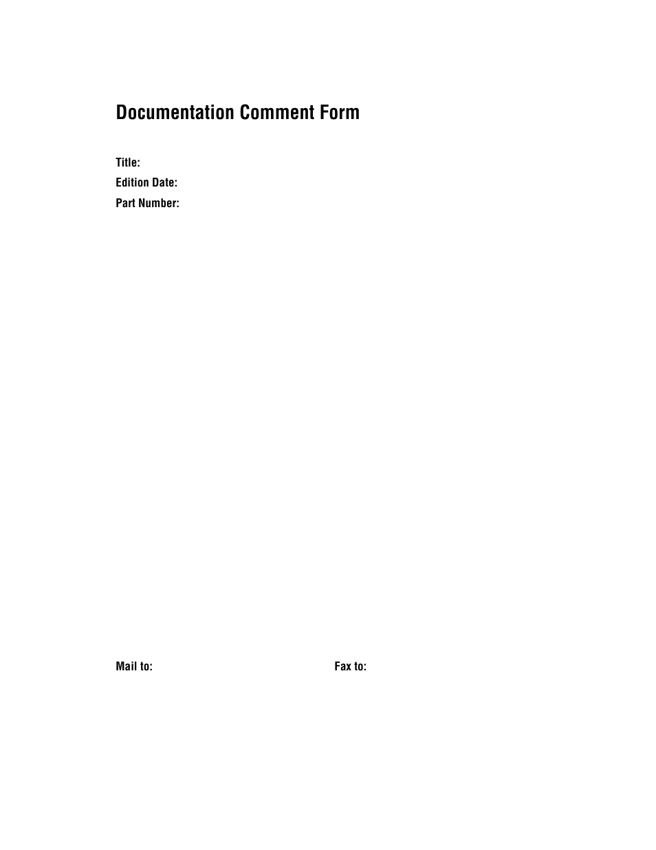 Documentation comment form | National Instruments VXI/VME 600 User Manual | Page 48 / 61