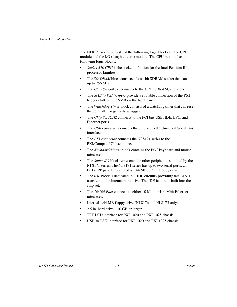 National Instruments PXI NI 8171 Series User Manual | Page 14 / 73