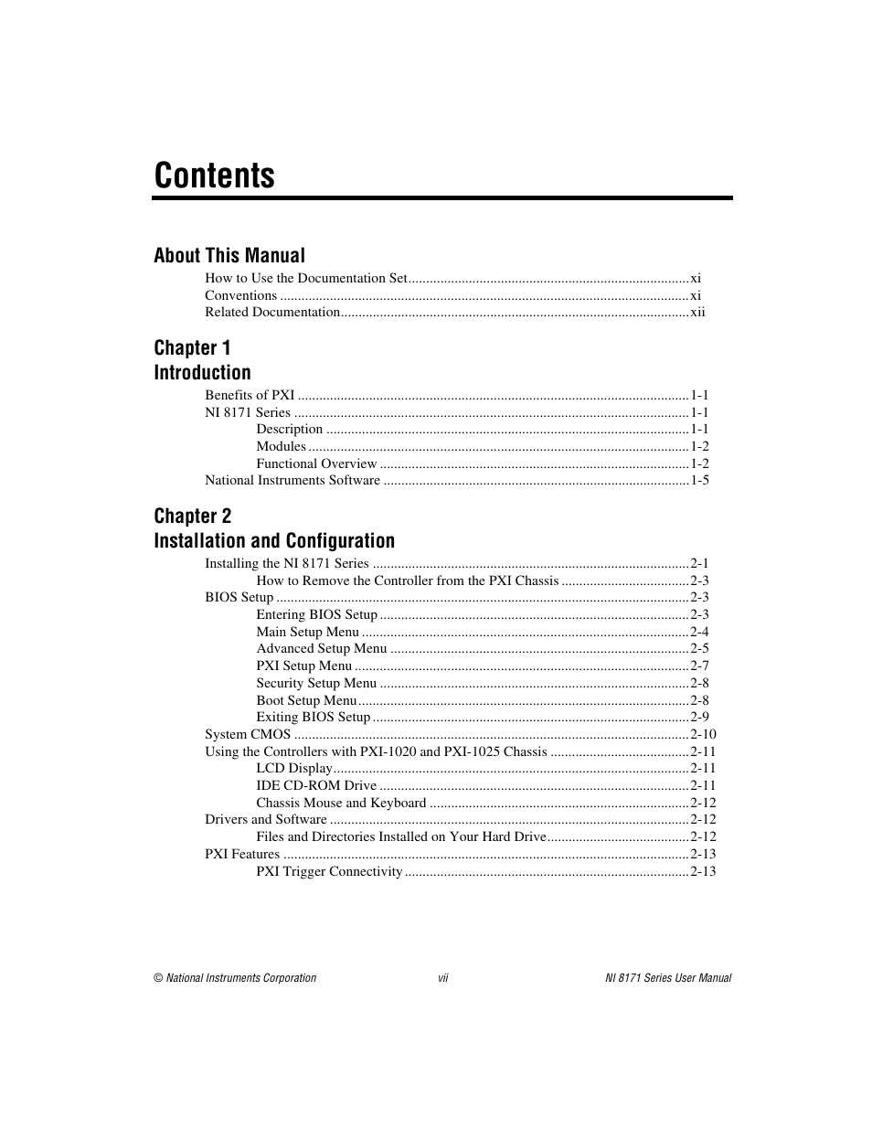 National Instruments PXI NI 8171 Series User Manual | Page 6 / 73