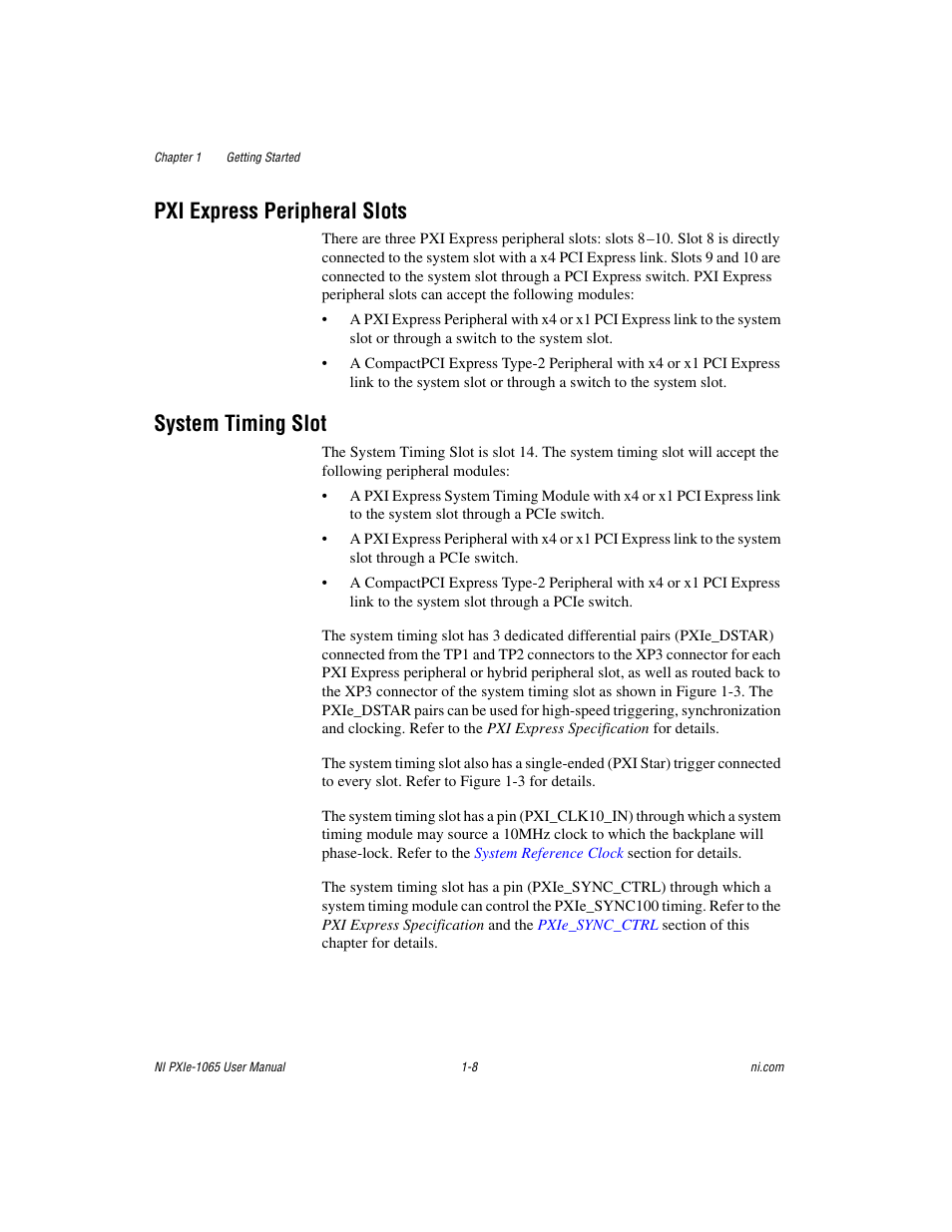 Pxi express peripheral slots, System timing slot | National Instruments PXI Express NI PXIe-1065 User Manual | Page 15 / 75
