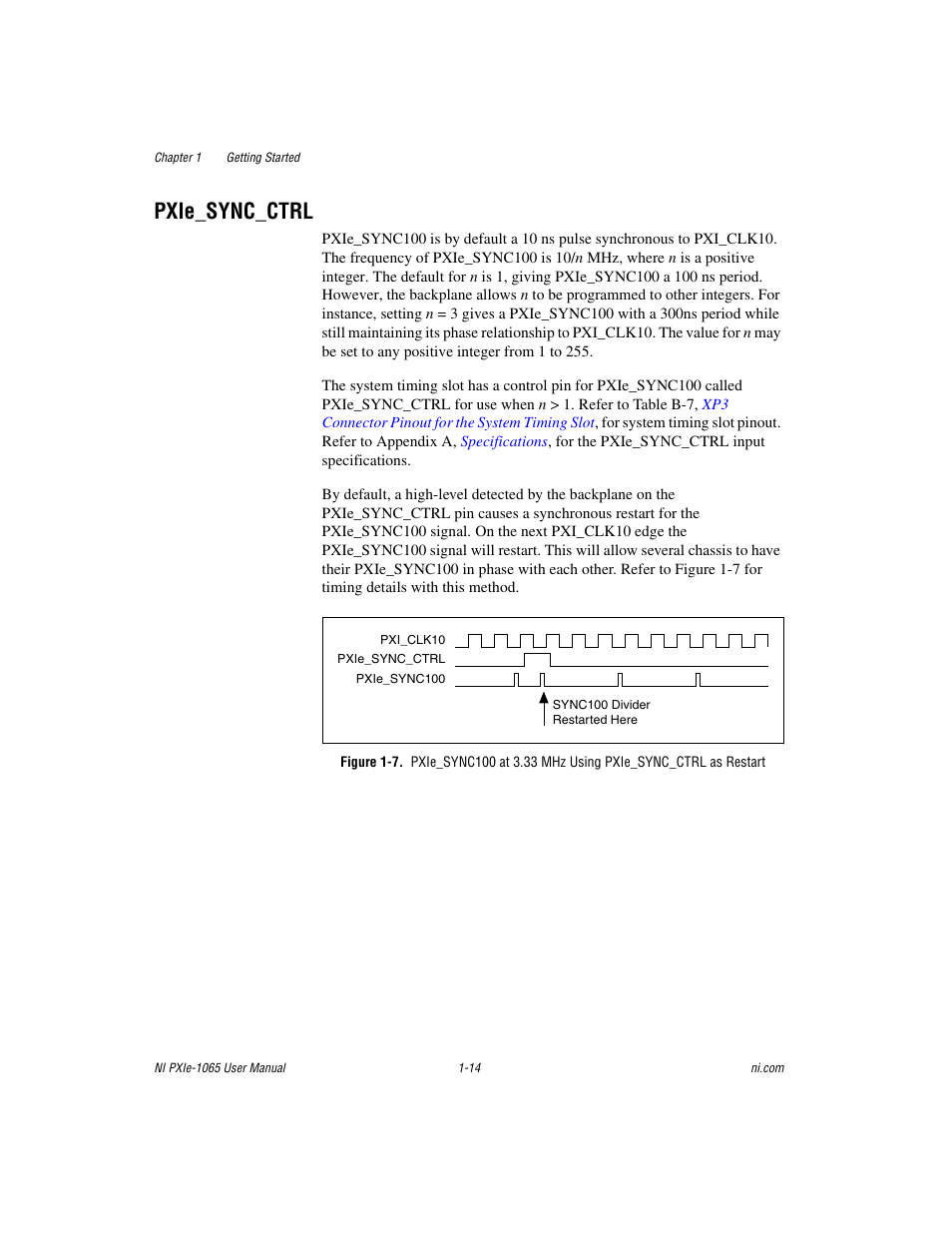 Pxie_sync_ctrl, Pxie_sync_ctrl -14, Sectio | National Instruments PXI Express NI PXIe-1065 User Manual | Page 21 / 75