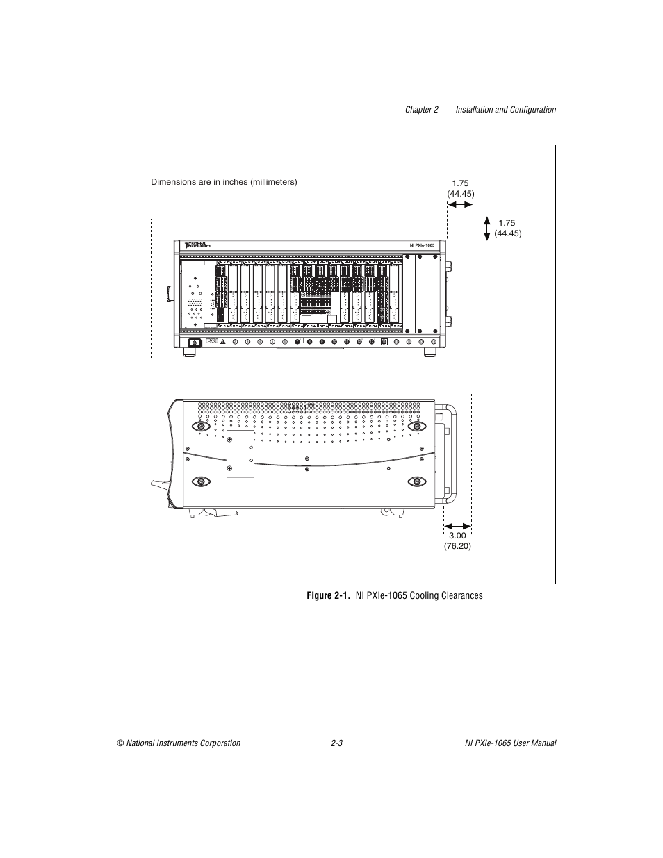Figure 2-1. ni pxie-1065 cooling clearances | National Instruments PXI Express NI PXIe-1065 User Manual | Page 24 / 75