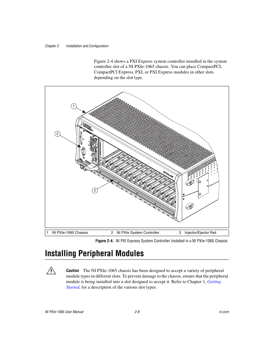 Installing peripheral modules, Installing peripheral modules -8 | National Instruments PXI Express NI PXIe-1065 User Manual | Page 29 / 75