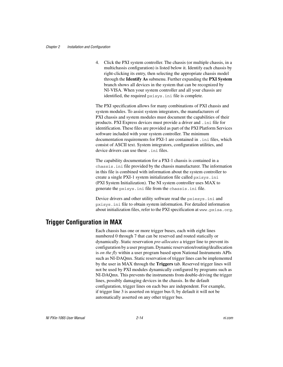Trigger configuration in max, Trigger configuration in max -14 | National Instruments PXI Express NI PXIe-1065 User Manual | Page 35 / 75