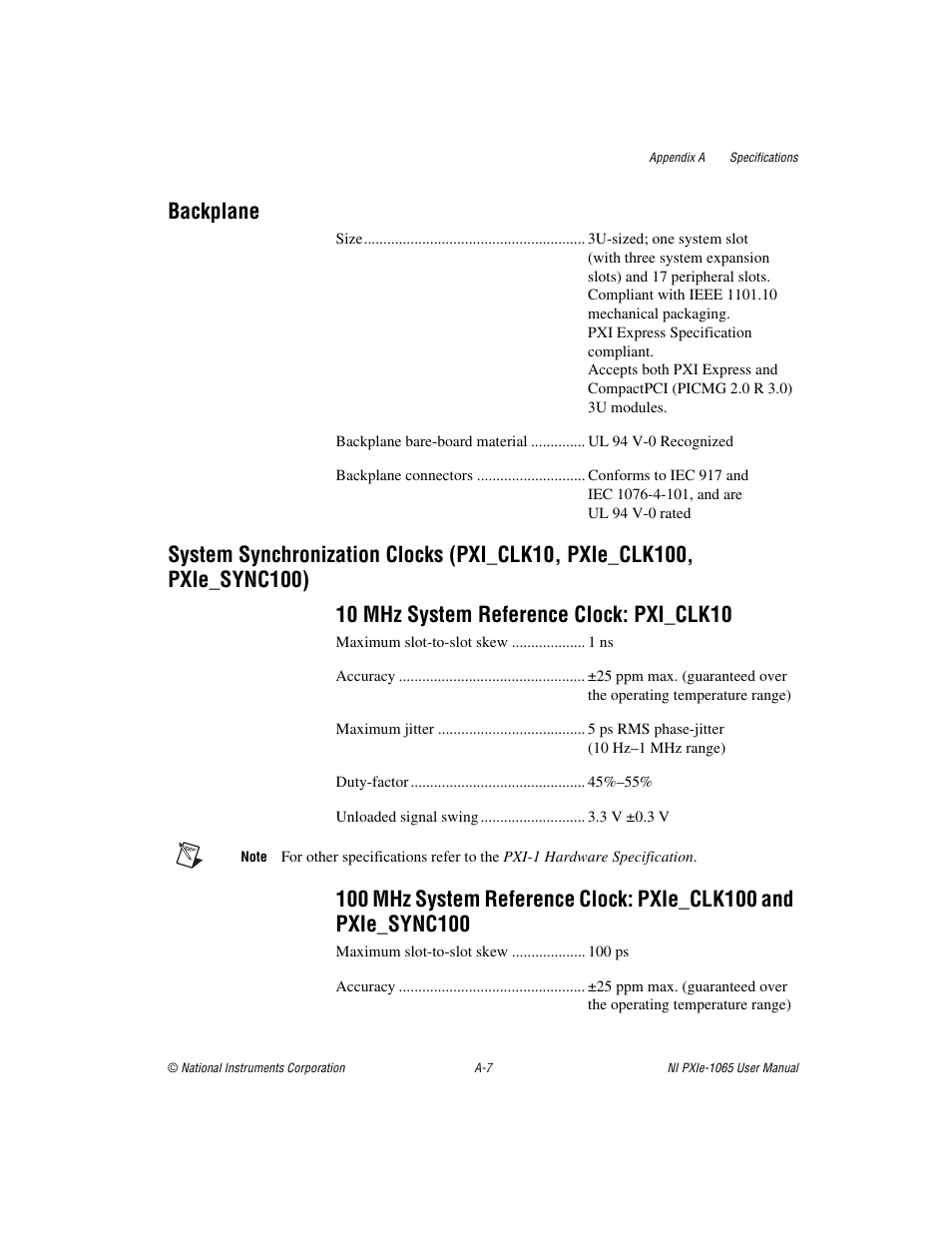 Backplane | National Instruments PXI Express NI PXIe-1065 User Manual | Page 48 / 75