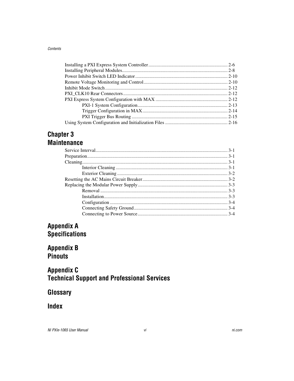 Chapter 3 maintenance | National Instruments PXI Express NI PXIe-1065 User Manual | Page 5 / 75