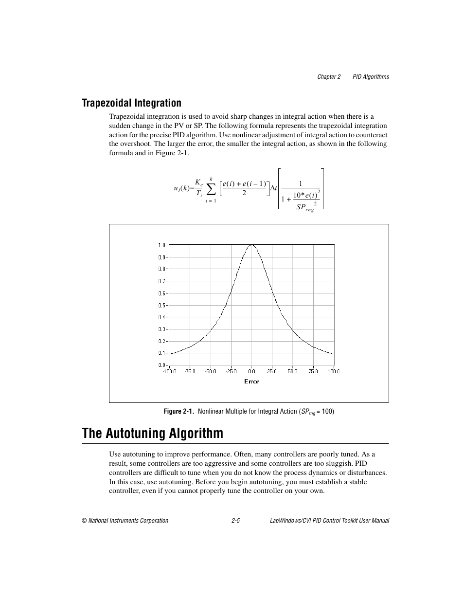Trapezoidal integration, The autotuning algorithm, Trapezoidal integration -5 | The autotuning algorithm -5 | National Instruments PID Control Toolkit 371685C-01 User Manual | Page 14 / 39