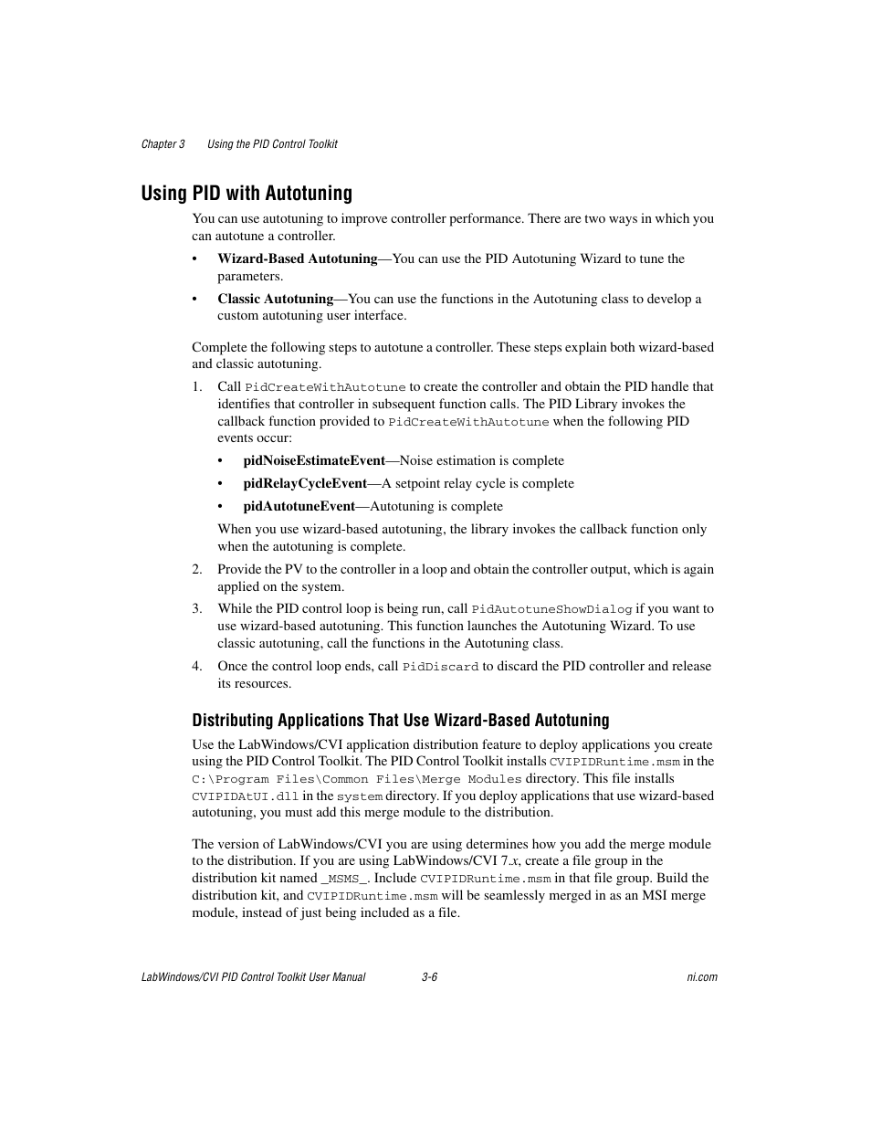 Using pid with autotuning, Using pid with autotuning -6 | National Instruments PID Control Toolkit 371685C-01 User Manual | Page 23 / 39