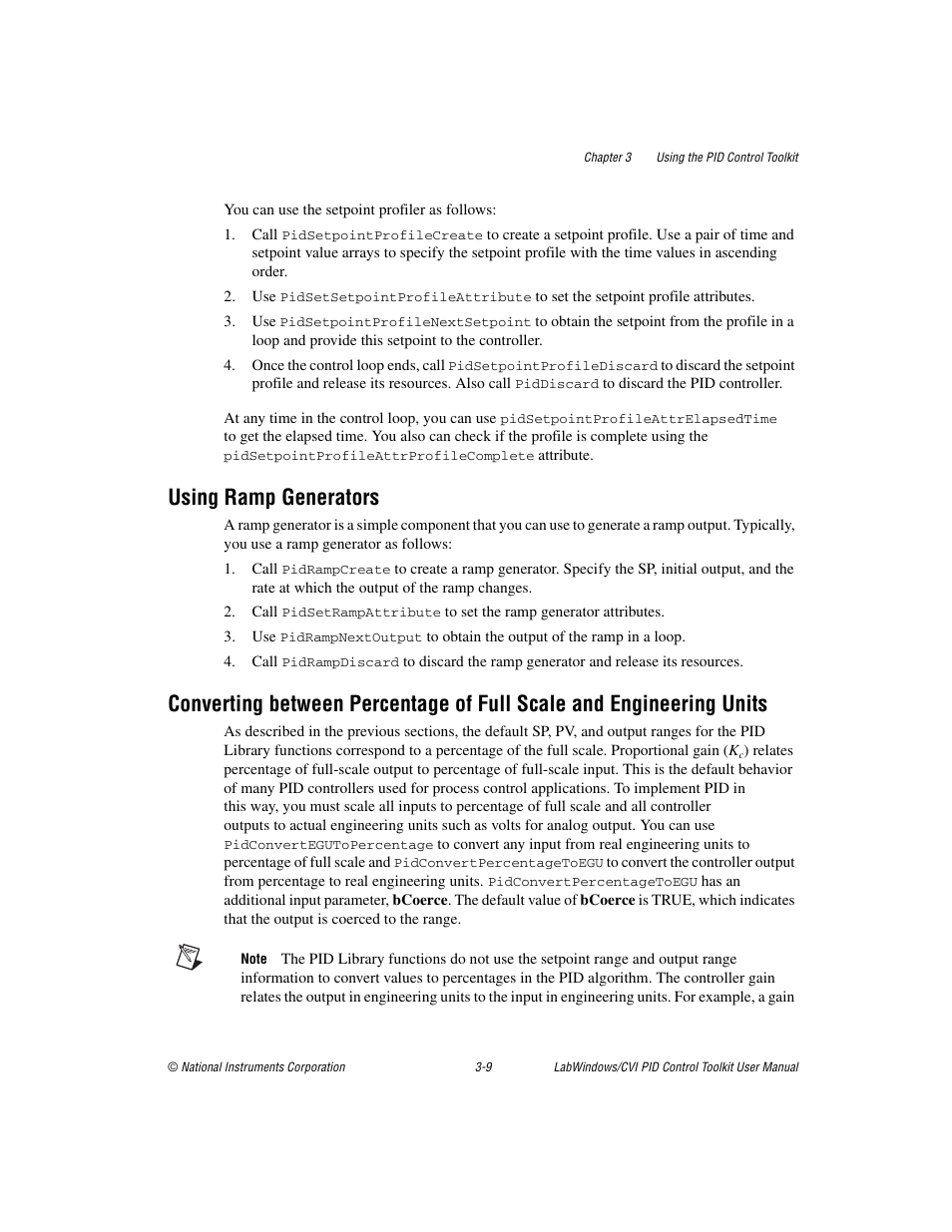 Using ramp generators, Using ramp generators -9 | National Instruments PID Control Toolkit 371685C-01 User Manual | Page 26 / 39