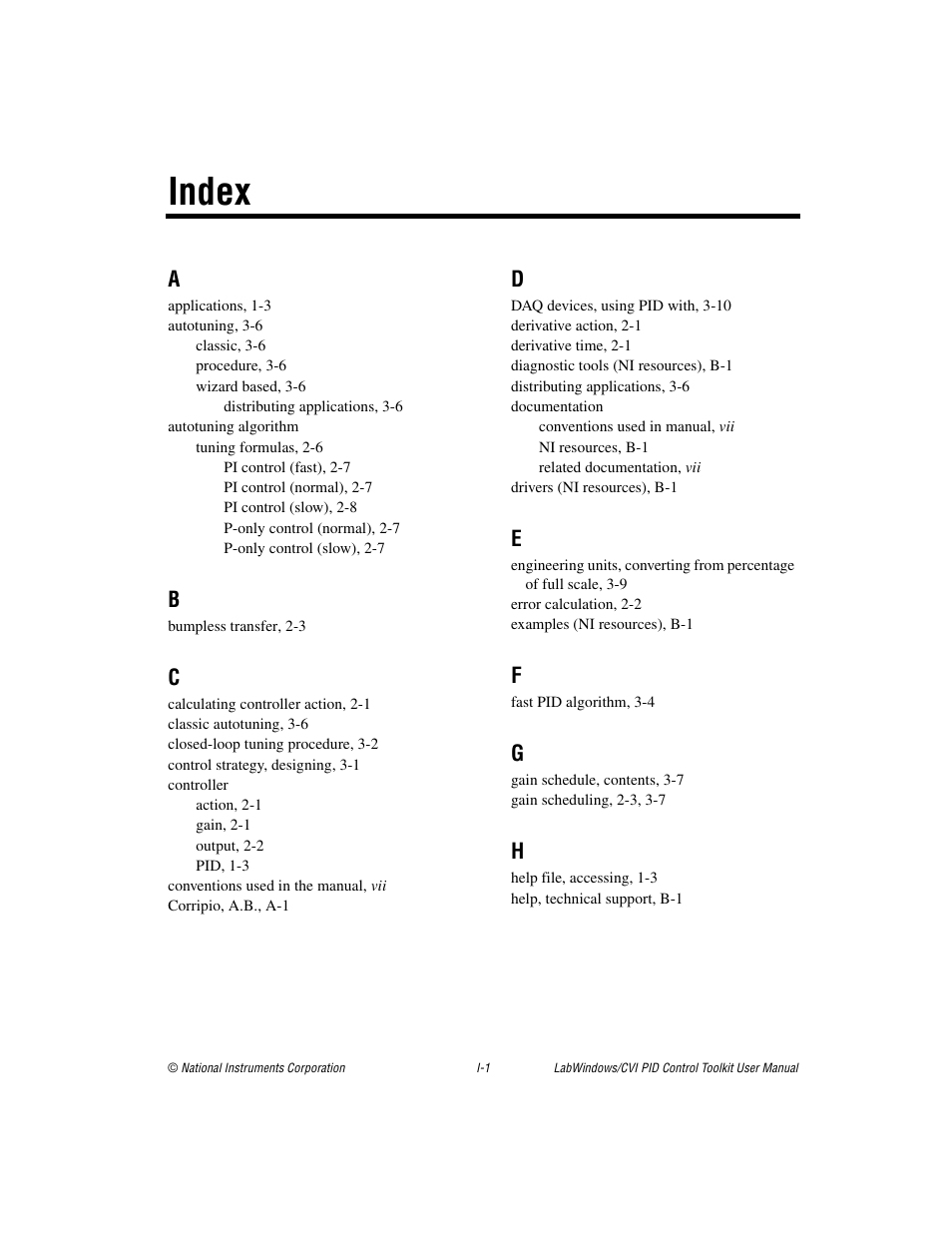 Index | National Instruments PID Control Toolkit 371685C-01 User Manual | Page 37 / 39