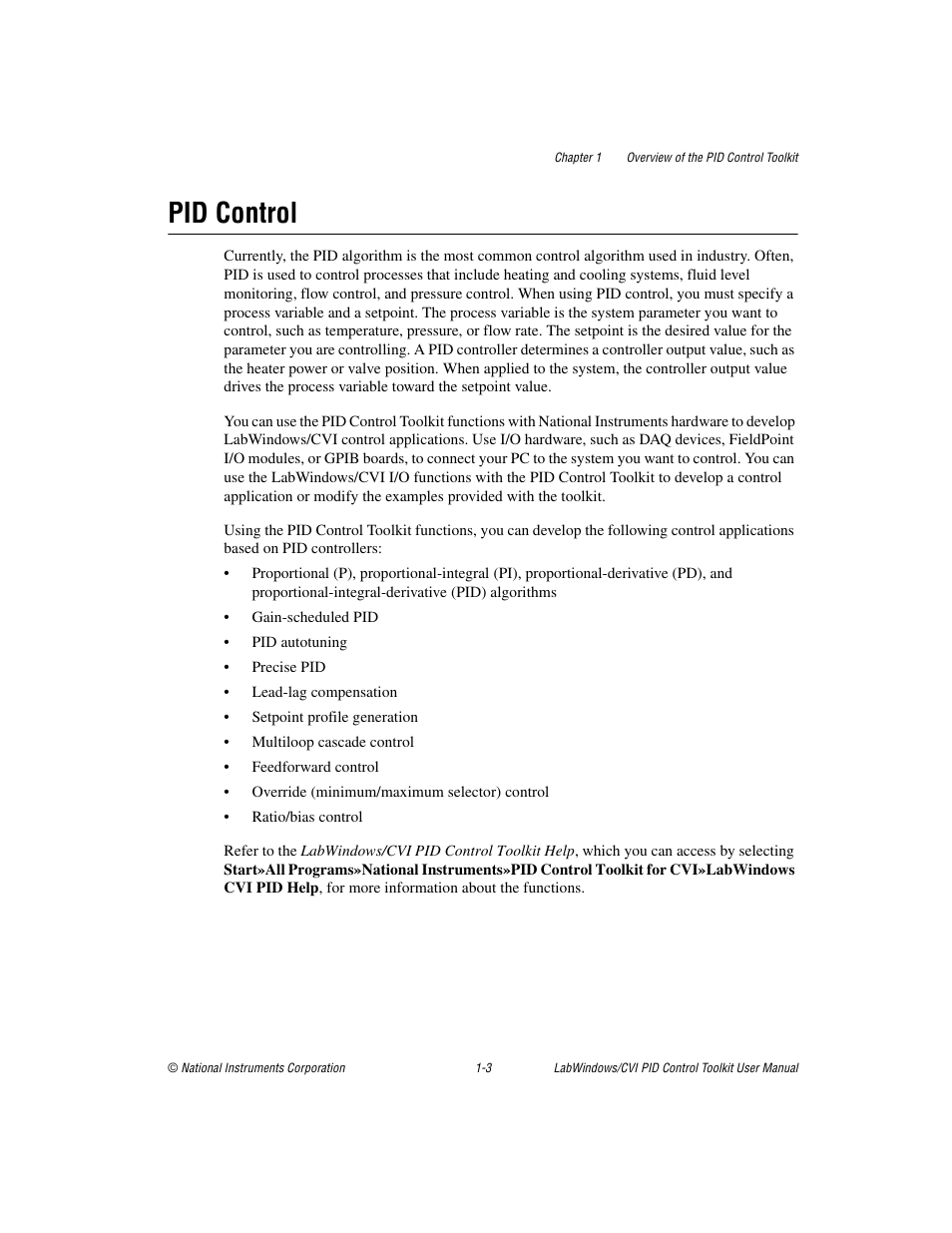 Pid control, Pid control -3 | National Instruments PID Control Toolkit 371685C-01 User Manual | Page 9 / 39