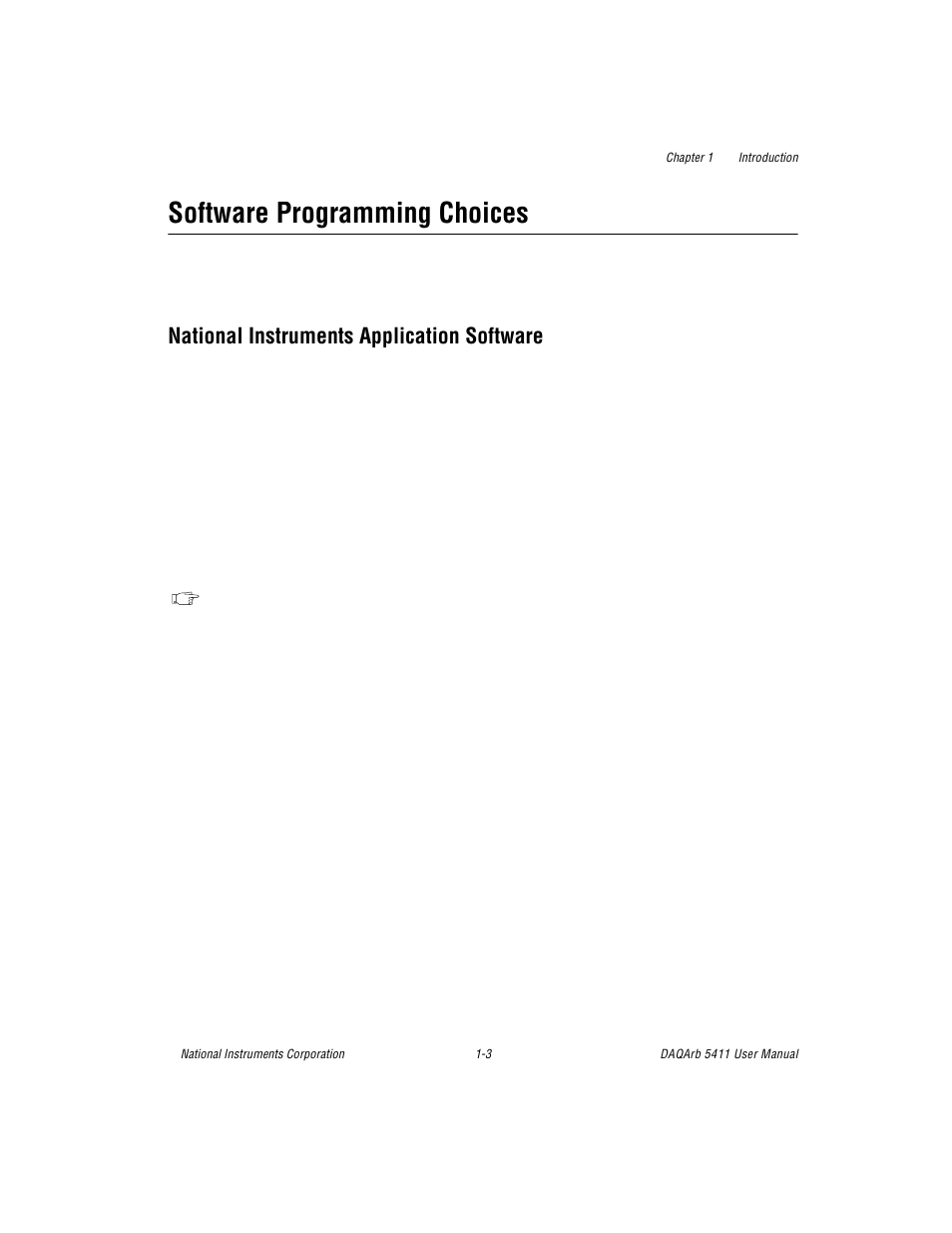 Software programming choices, National instruments application software, Software programming choices -3 | National instruments application software -3 | National Instruments 5411 User Manual | Page 12 / 84
