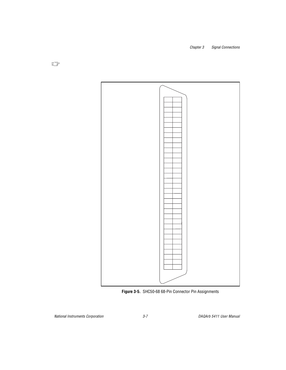 Figure 35. shc50-68 68-pin connector pin assignme, Figure 3-5, Shc50-68 68-pin connector pin assignments -7 | National Instruments 5411 User Manual | Page 24 / 84