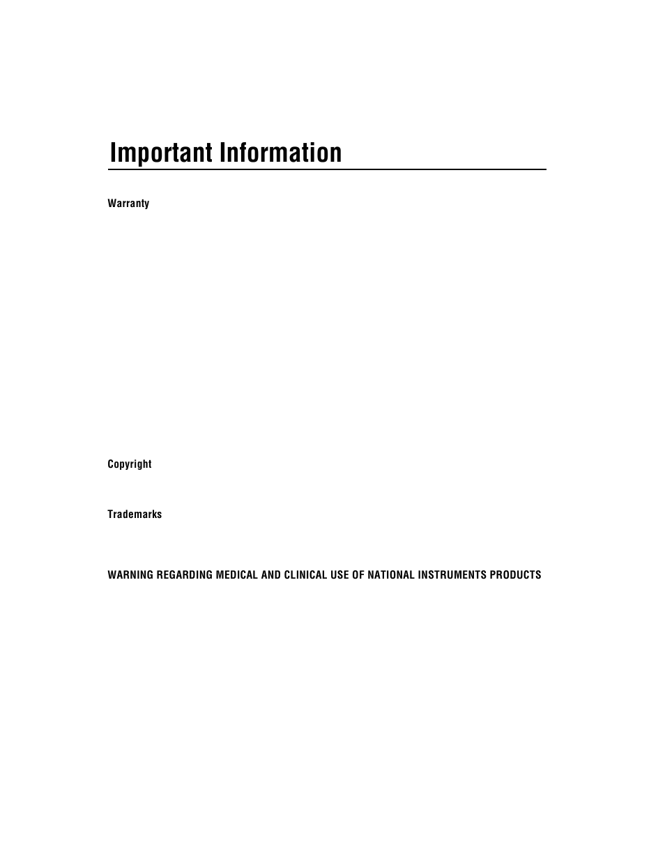 Important information, Warranty, Copyright | Trademarks, Warning | National Instruments 5411 User Manual | Page 3 / 84