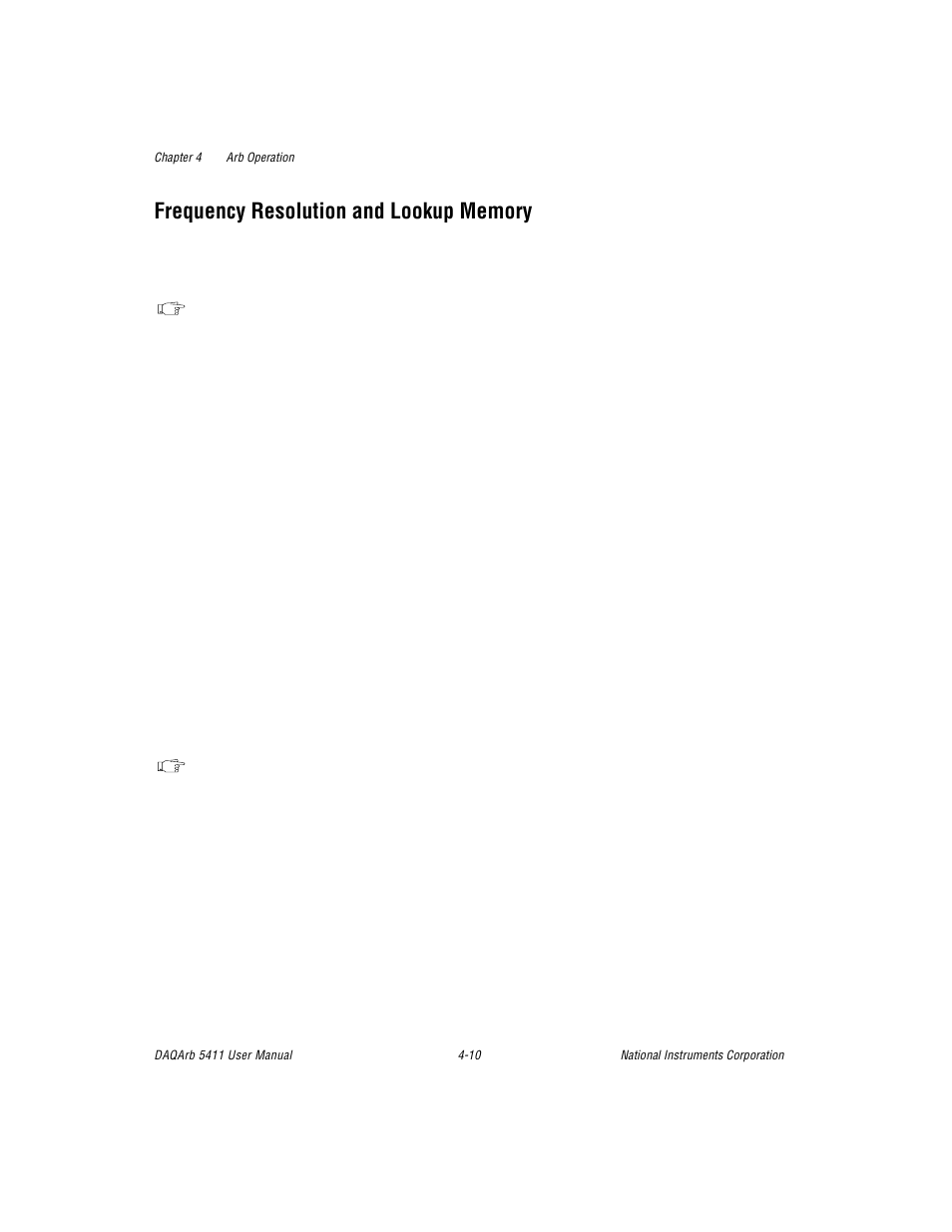 Frequency resolution and lookup memory, Frequency resolution and lookup memory -10 | National Instruments 5411 User Manual | Page 35 / 84