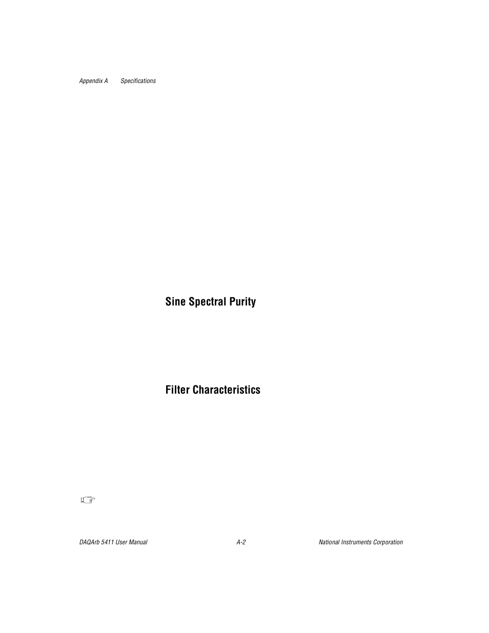 Sine spectral purity, Filter characteristics | National Instruments 5411 User Manual | Page 55 / 84