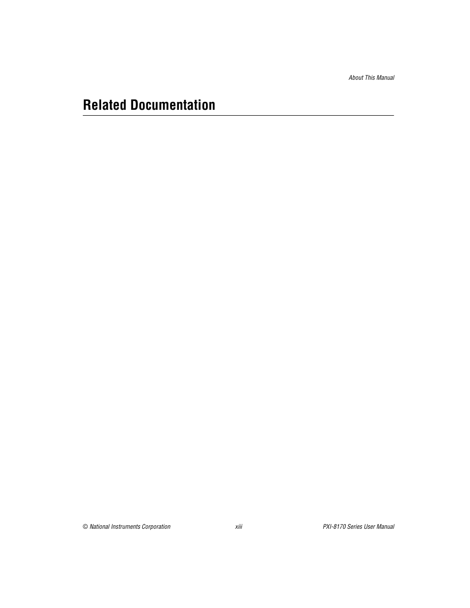 Related documentation | National Instruments PXI-8170 Series User Manual | Page 12 / 67