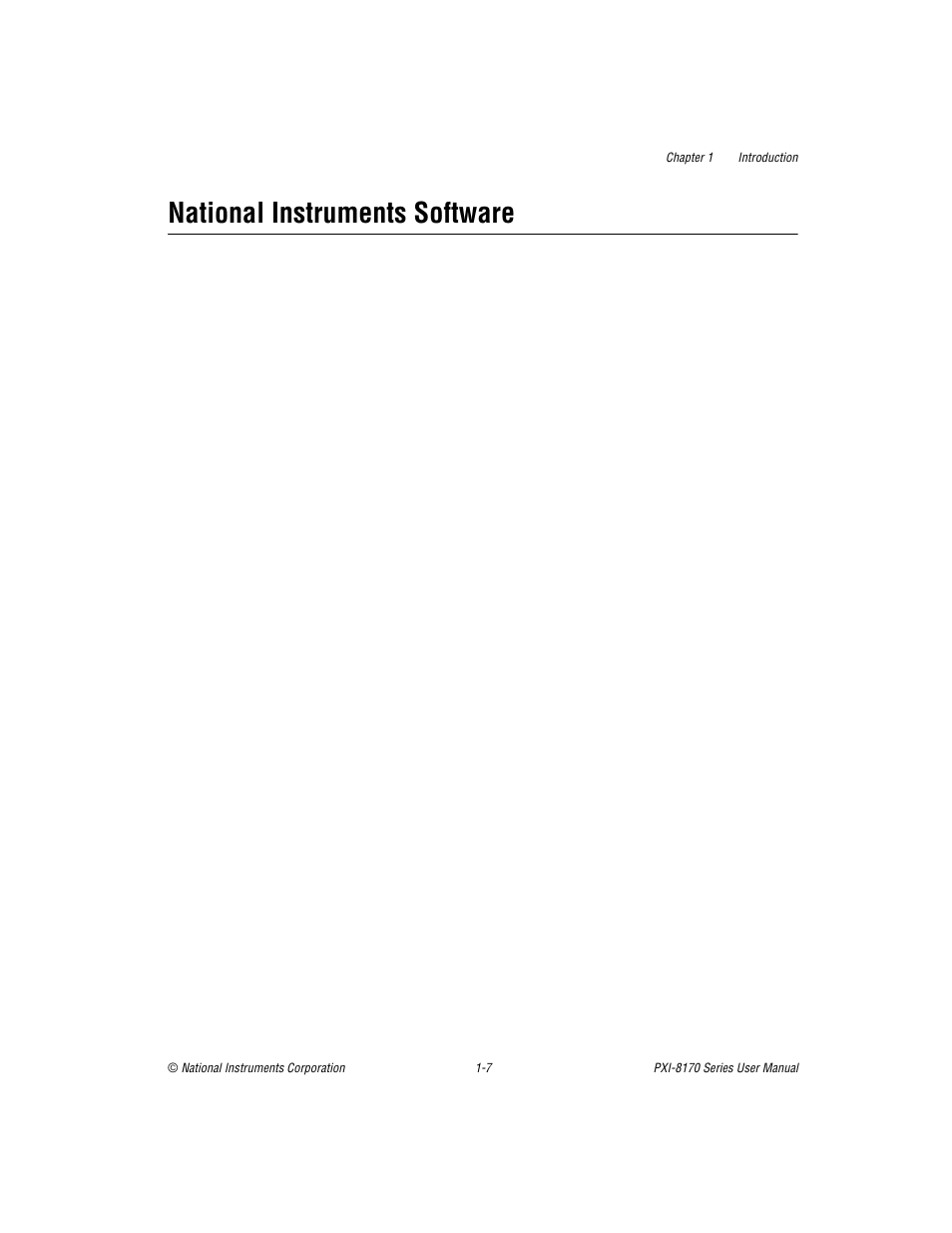National instruments software, National instruments software -7 | National Instruments PXI-8170 Series User Manual | Page 19 / 67