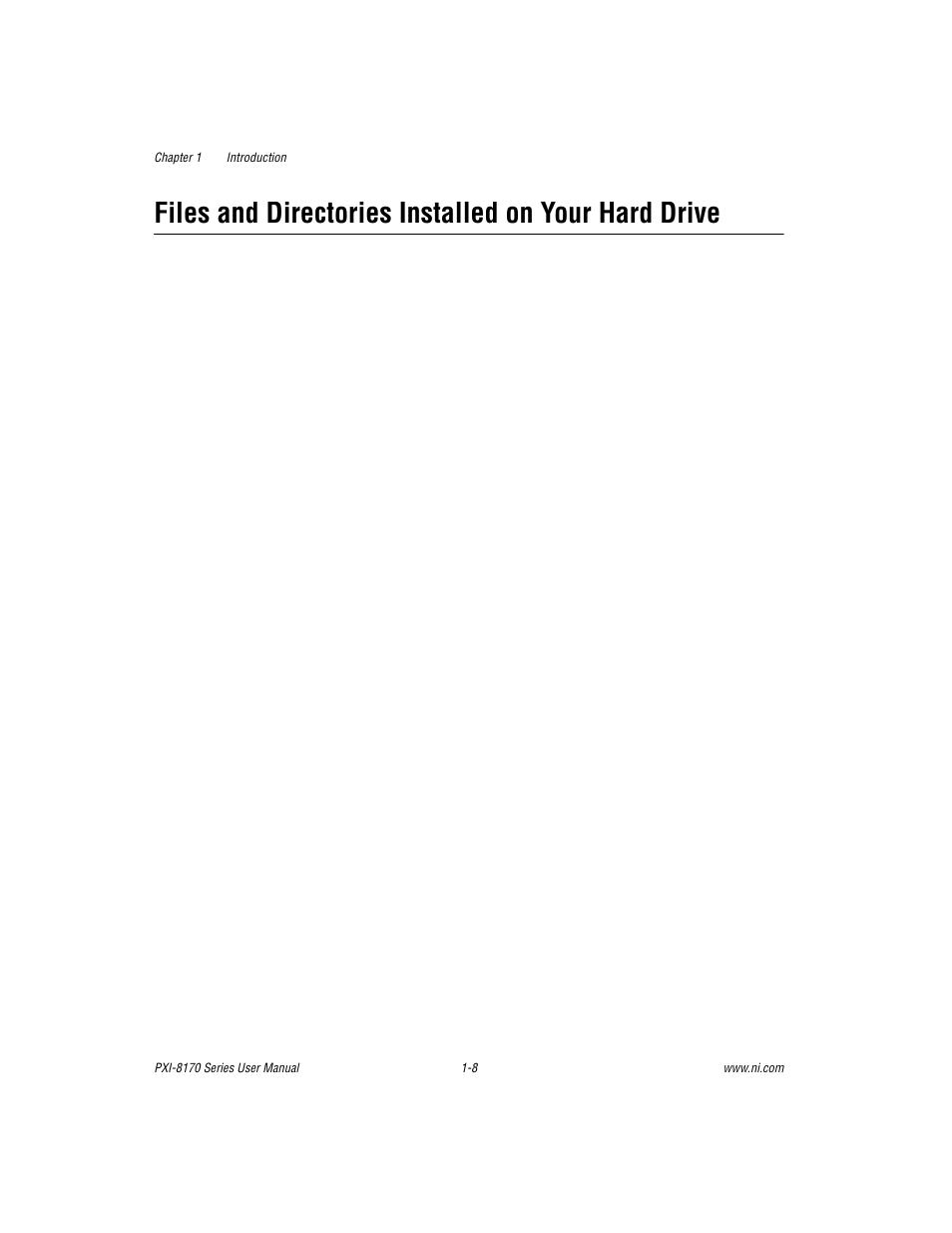 Files and directories installed on your hard drive | National Instruments PXI-8170 Series User Manual | Page 20 / 67