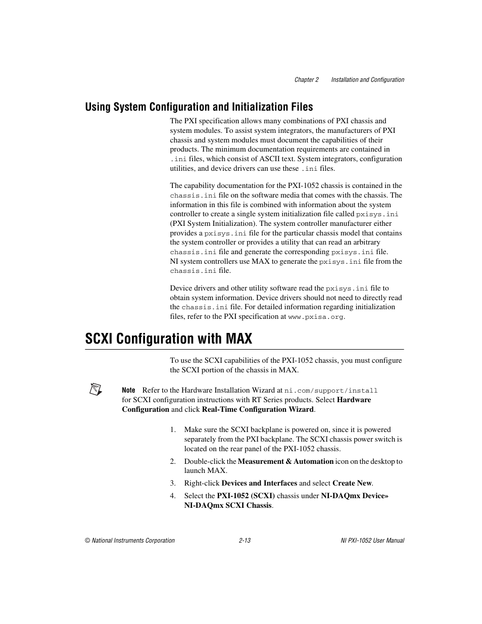 Scxi configuration with max, Scxi configuration with max -13 | National Instruments PXI NI PXI-1052 User Manual | Page 28 / 70