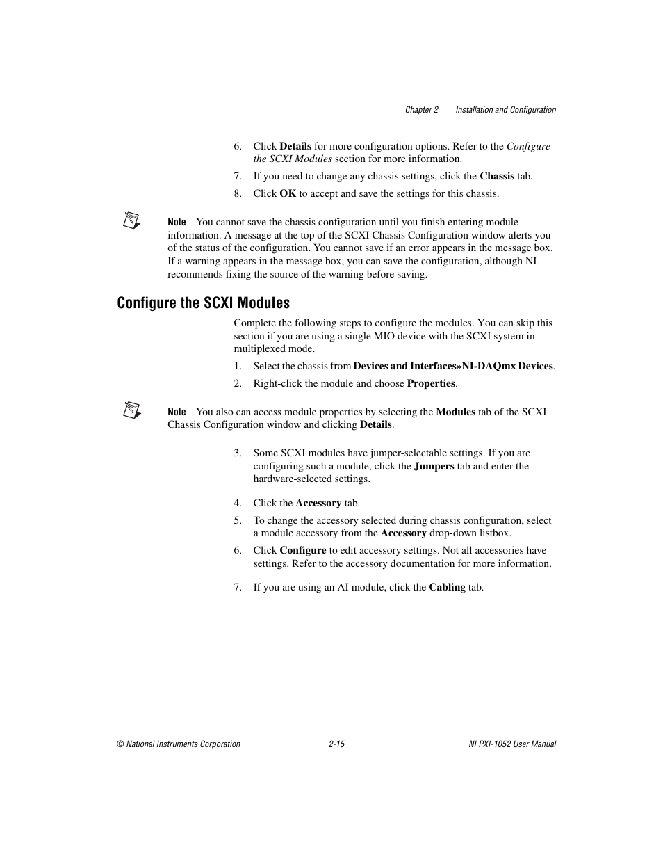 Configure the scxi modules, Configure the scxi modules -15 | National Instruments PXI NI PXI-1052 User Manual | Page 30 / 70