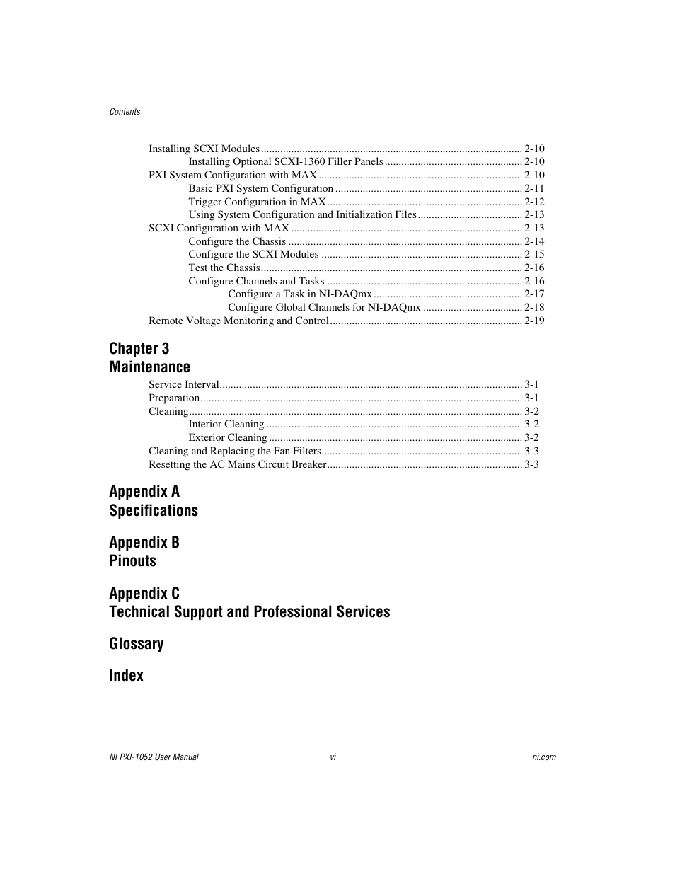 Chapter 3 maintenance | National Instruments PXI NI PXI-1052 User Manual | Page 5 / 70