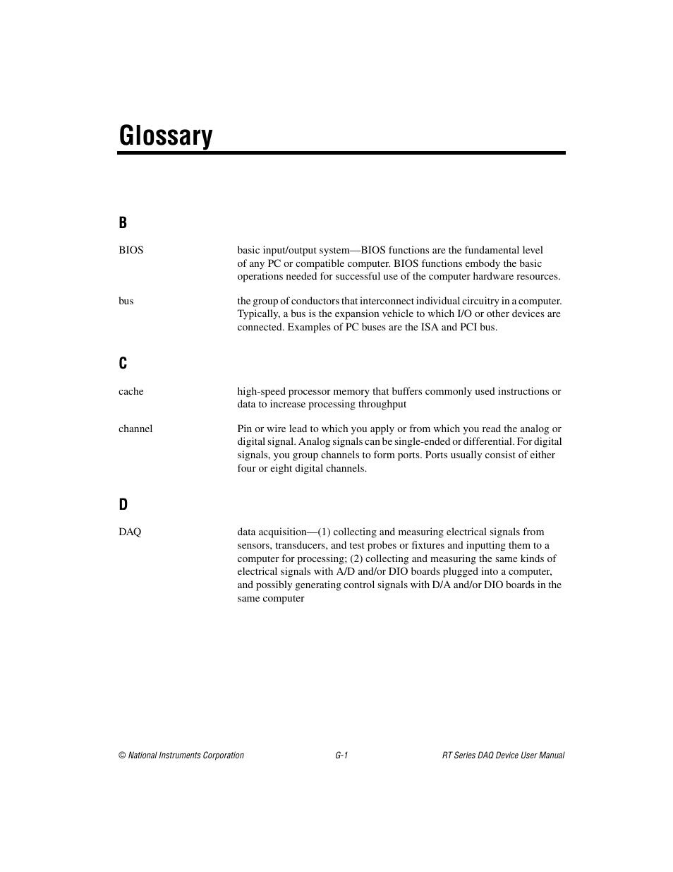 Glossary | National Instruments RT Series User Manual | Page 31 / 36