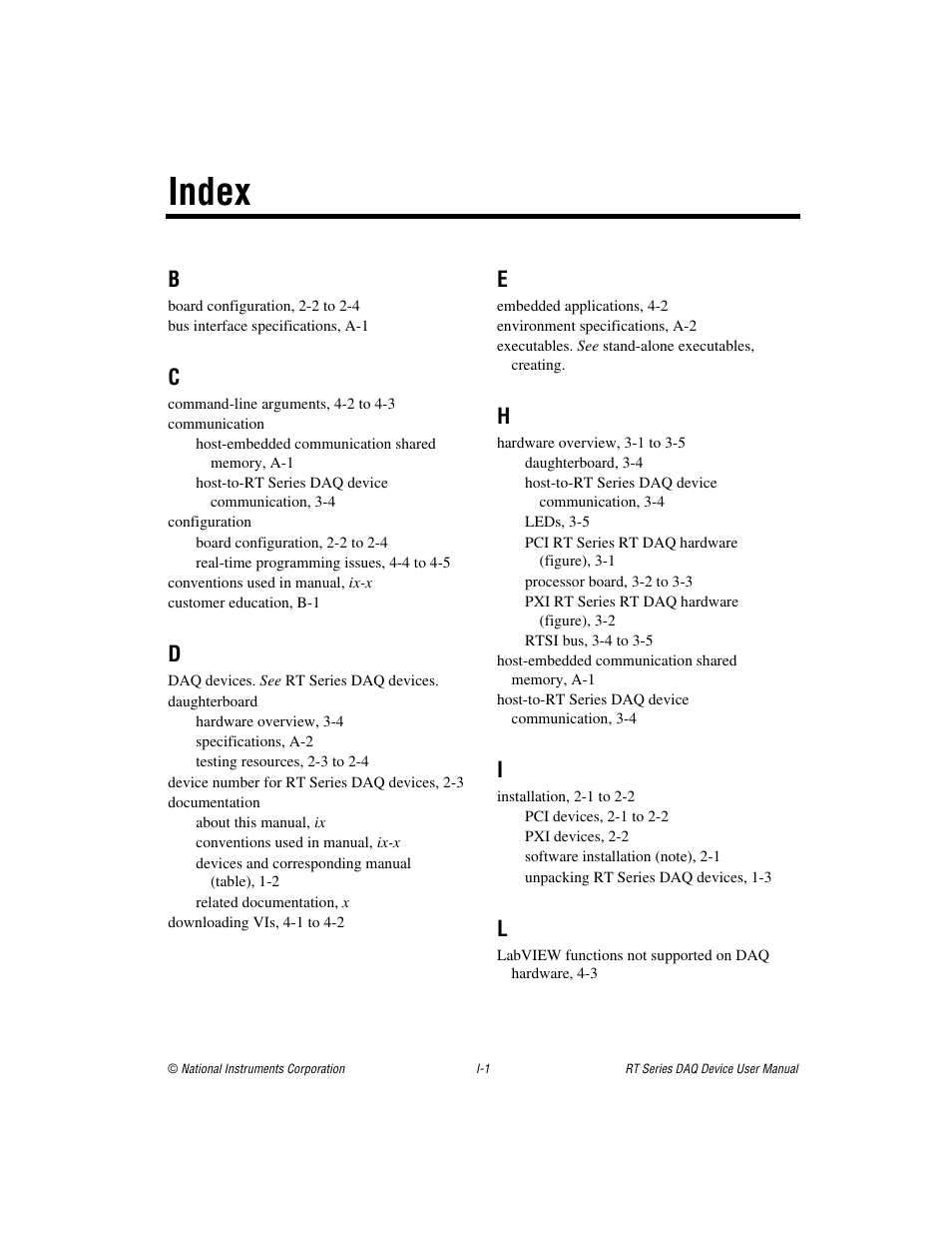Index | National Instruments RT Series User Manual | Page 34 / 36