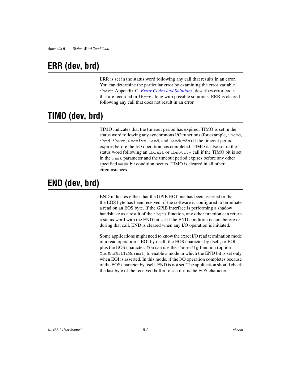 Err (dev, brd), Timo (dev, brd), End (dev, brd) | National Instruments NI-488.2 User Manual | Page 98 / 134