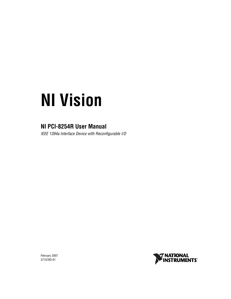 National Instruments NI VISION PCI-8254R User Manual | 43 pages