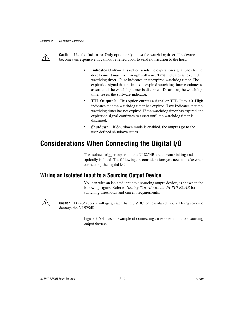 Considerations when connecting the digital i/o, Considerations when connecting the digital i/o -12 | National Instruments NI VISION PCI-8254R User Manual | Page 23 / 43