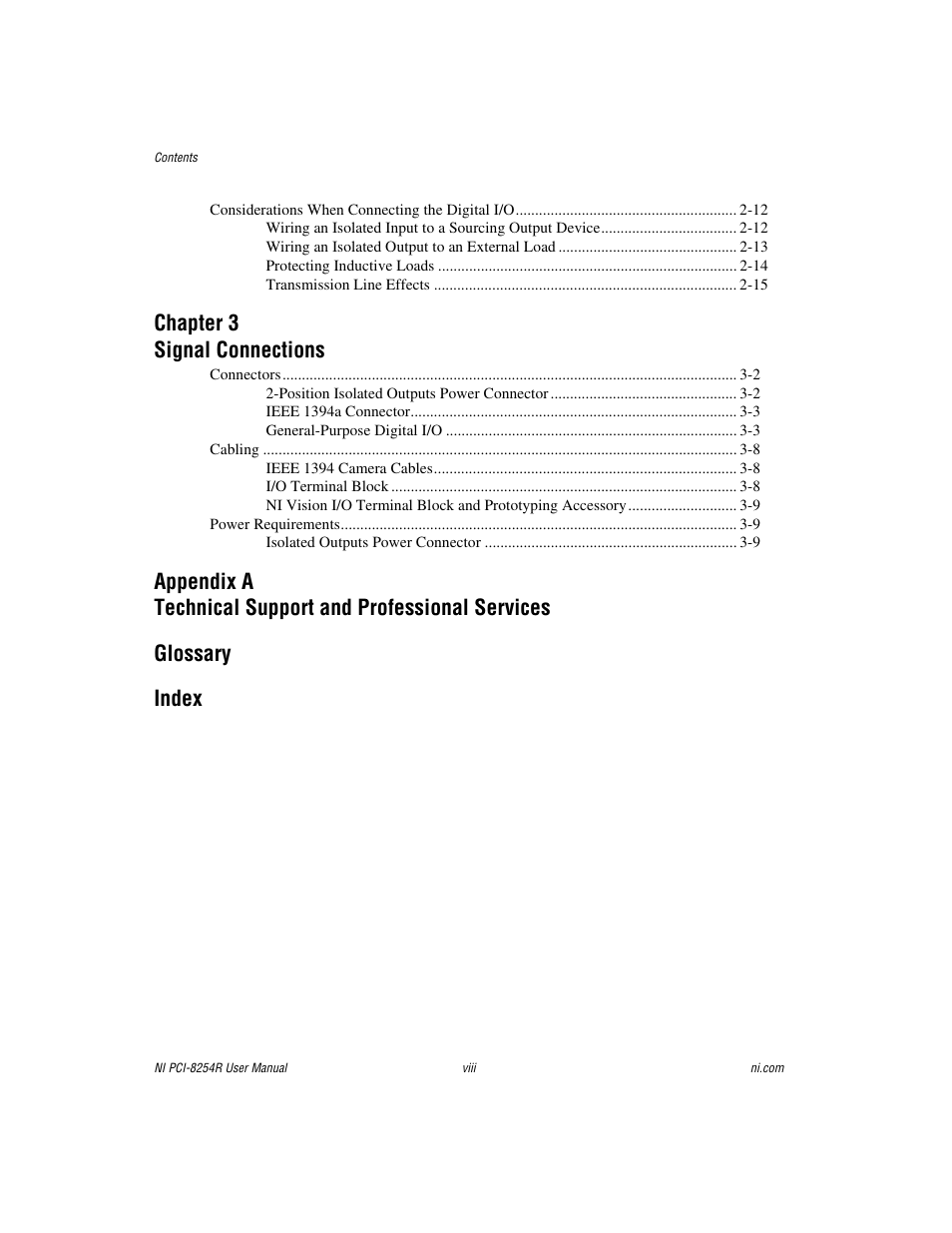 Chapter 3 signal connections | National Instruments NI VISION PCI-8254R User Manual | Page 7 / 43