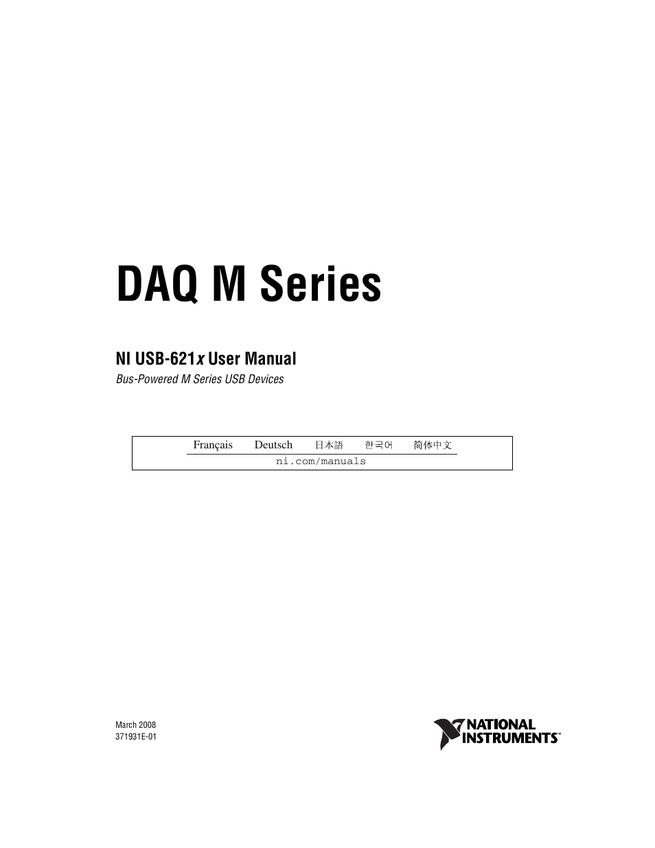 National Instruments Data Acquisition Device NI USB-621x User Manual | 185 pages