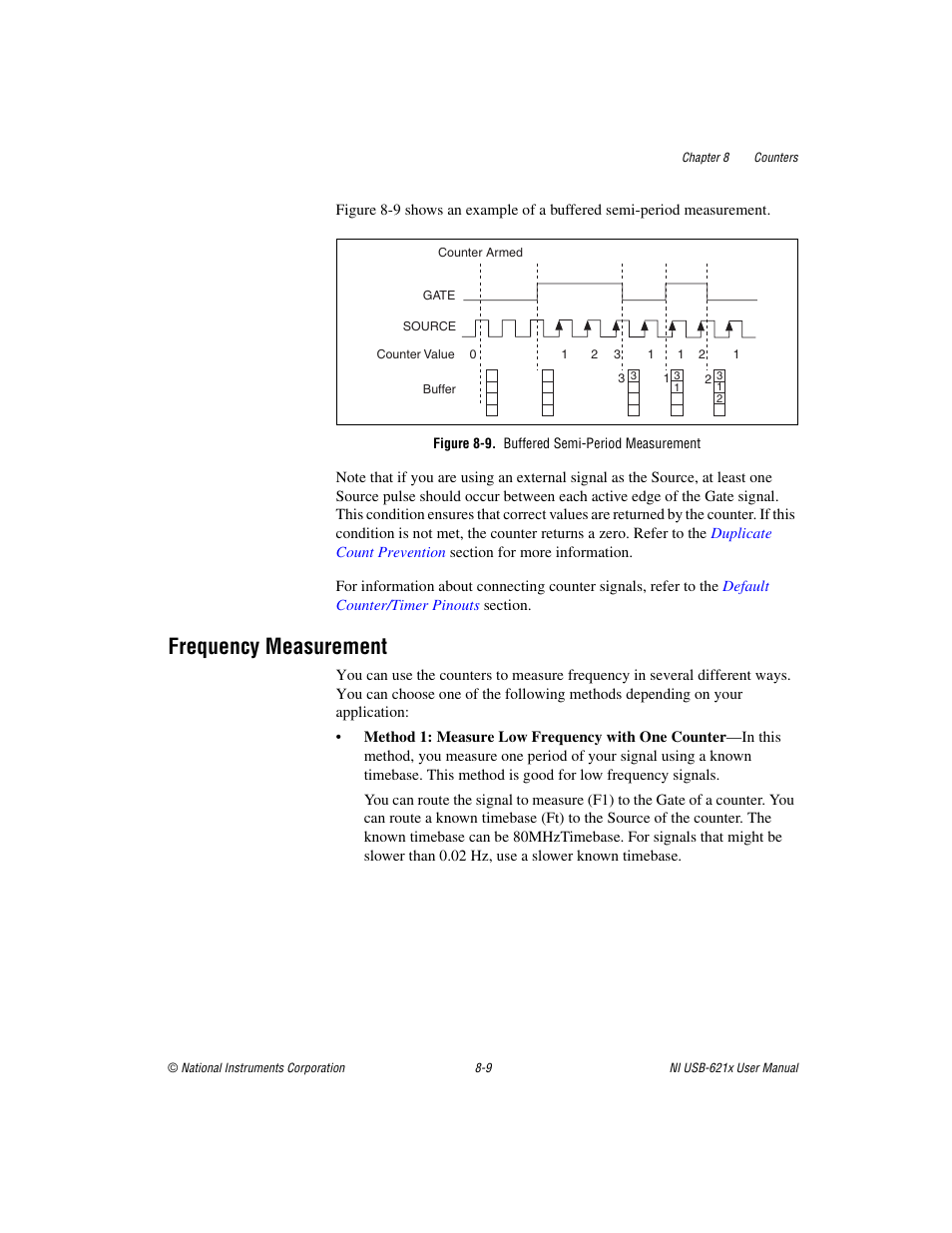 Figure 8-9. buffered semi-period measurement, Frequency measurement, Frequency measurement -9 | National Instruments Data Acquisition Device NI USB-621x User Manual | Page 102 / 185