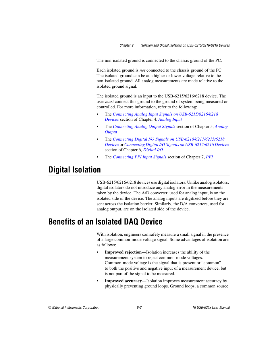 Digital isolation, Benefits of an isolated daq device | National Instruments Data Acquisition Device NI USB-621x User Manual | Page 132 / 185