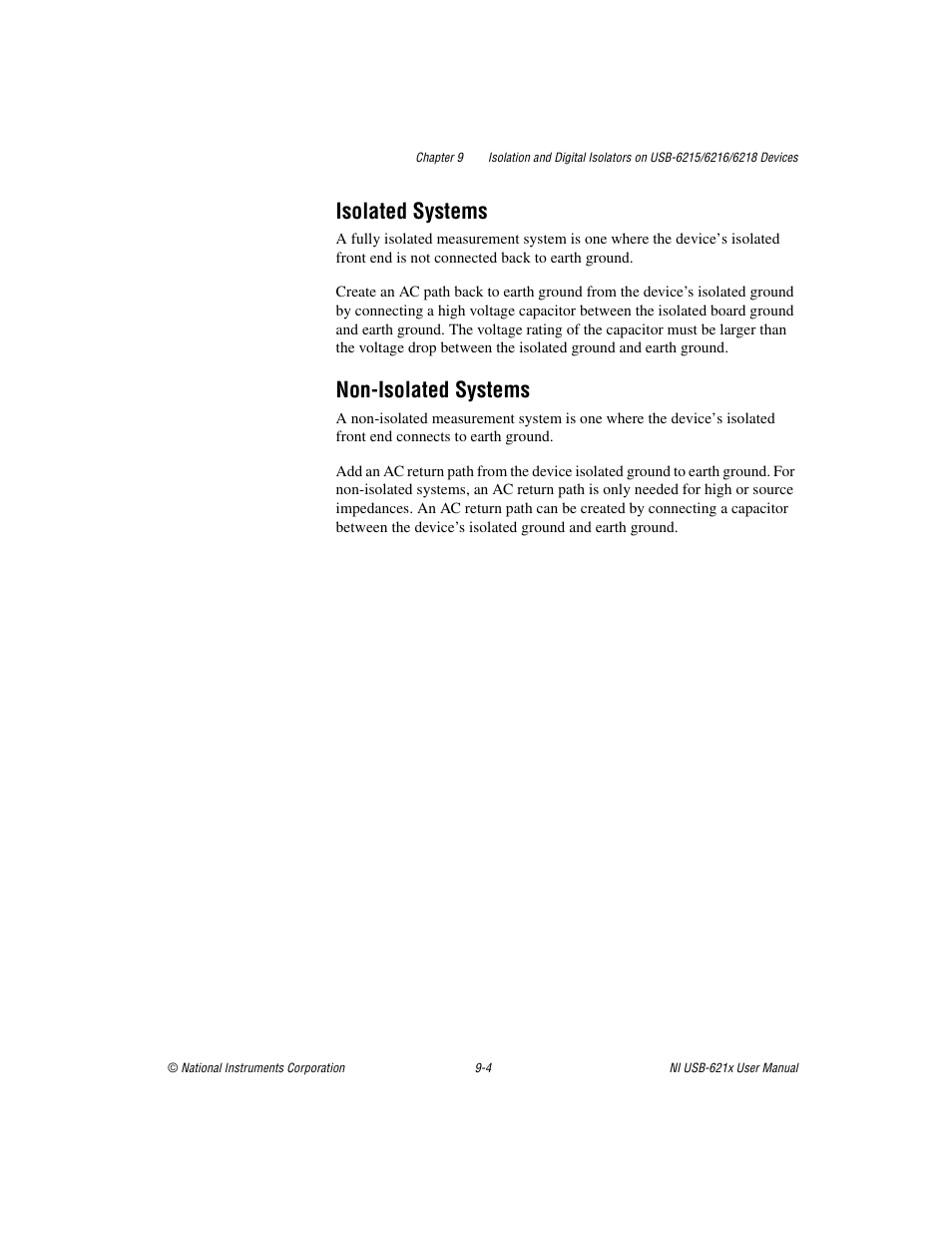 Isolated systems, Non-isolated systems, Isolated systems -4 non-isolated systems -4 | National Instruments Data Acquisition Device NI USB-621x User Manual | Page 134 / 185