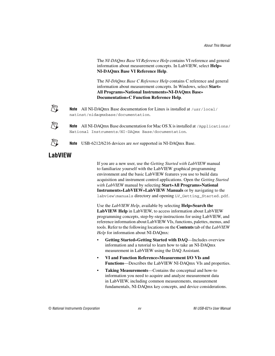 Labview | National Instruments Data Acquisition Device NI USB-621x User Manual | Page 14 / 185