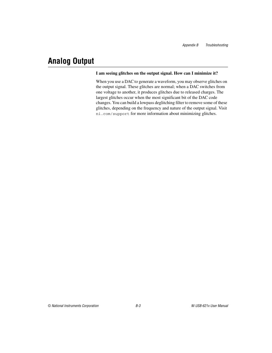 Analog output | National Instruments Data Acquisition Device NI USB-621x User Manual | Page 156 / 185
