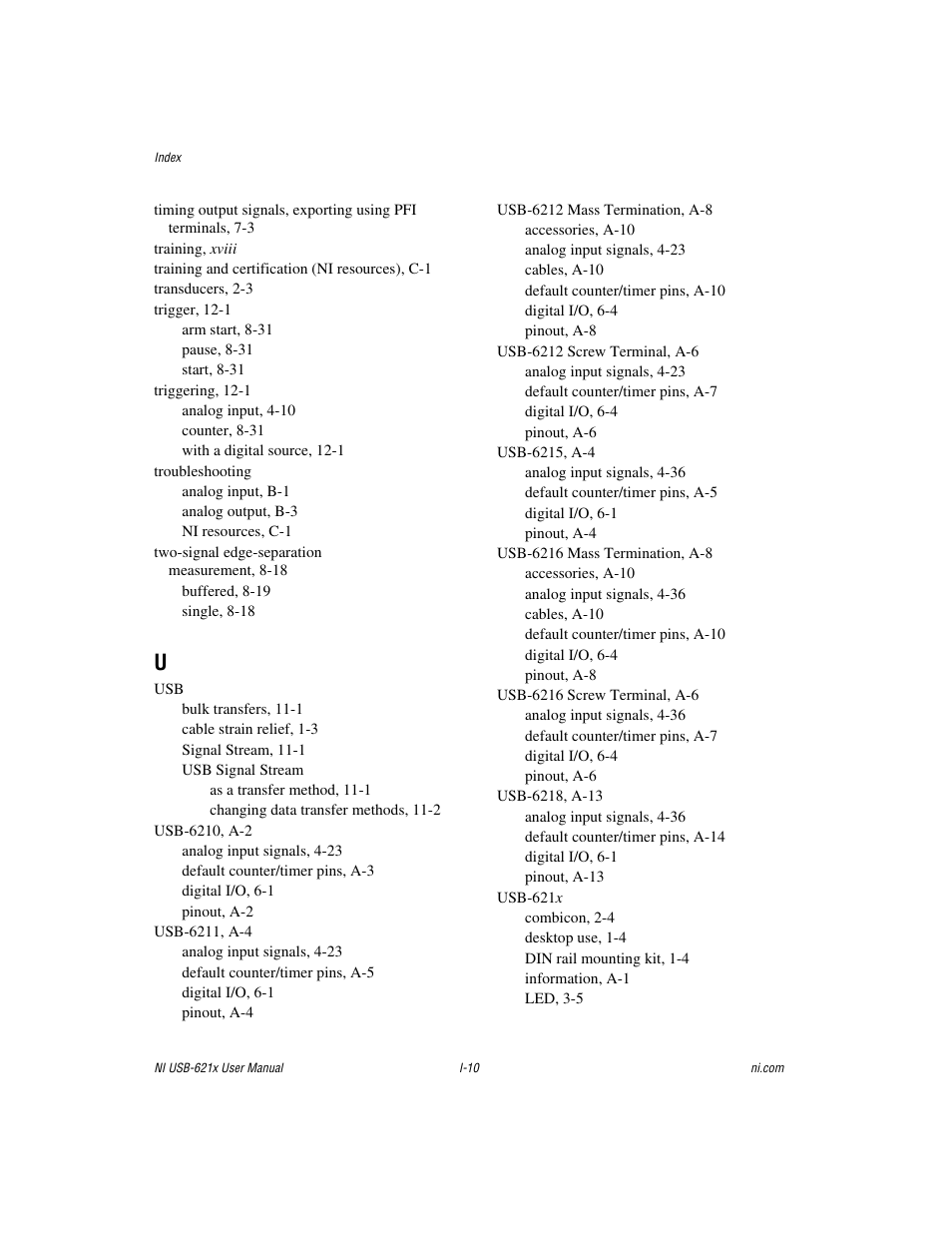 National Instruments Data Acquisition Device NI USB-621x User Manual | Page 184 / 185