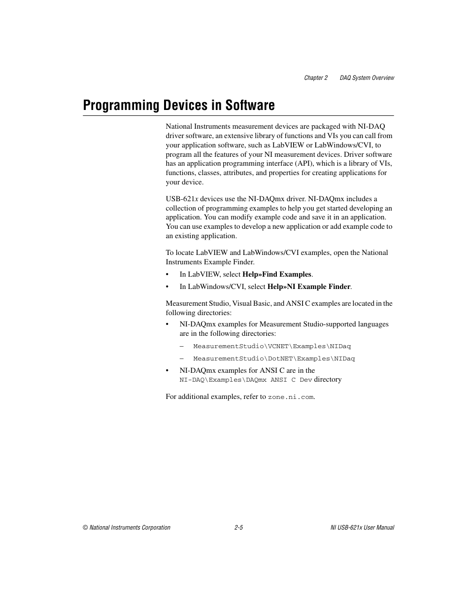 Programming devices in software, Programming devices in software -5 | National Instruments Data Acquisition Device NI USB-621x User Manual | Page 28 / 185