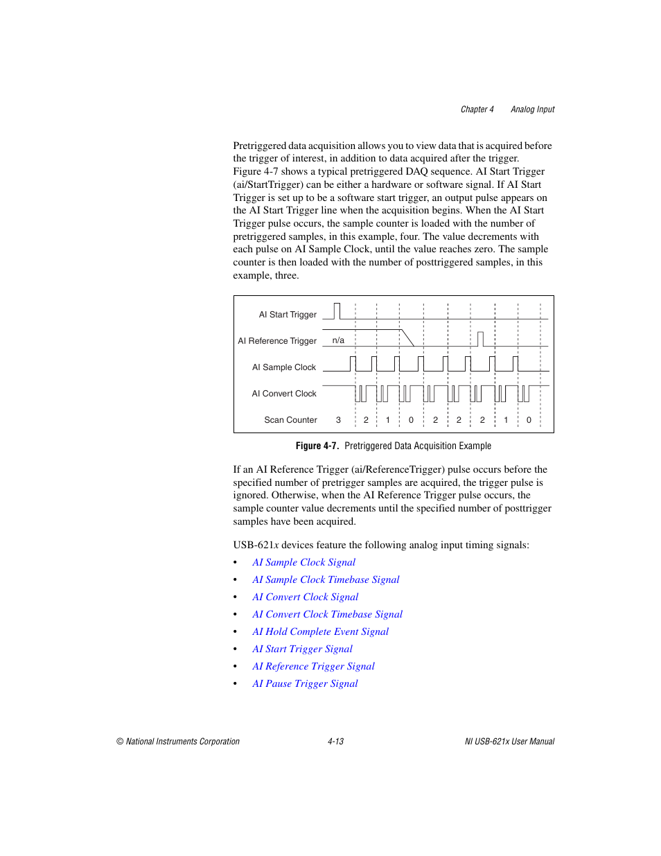 Figure 4-7. pretriggered data acquisition example | National Instruments Data Acquisition Device NI USB-621x User Manual | Page 46 / 185