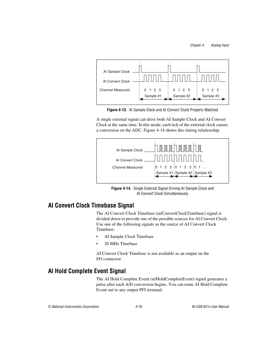 Ai convert clock timebase signal, Ai hold complete event signal | National Instruments Data Acquisition Device NI USB-621x User Manual | Page 52 / 185