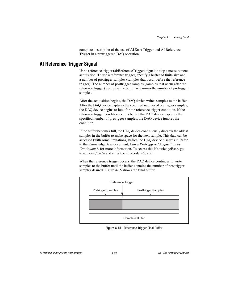 Ai reference trigger signal, Figure 4-15. reference trigger final buffer, Ai reference trigger signal -21 | National Instruments Data Acquisition Device NI USB-621x User Manual | Page 54 / 185