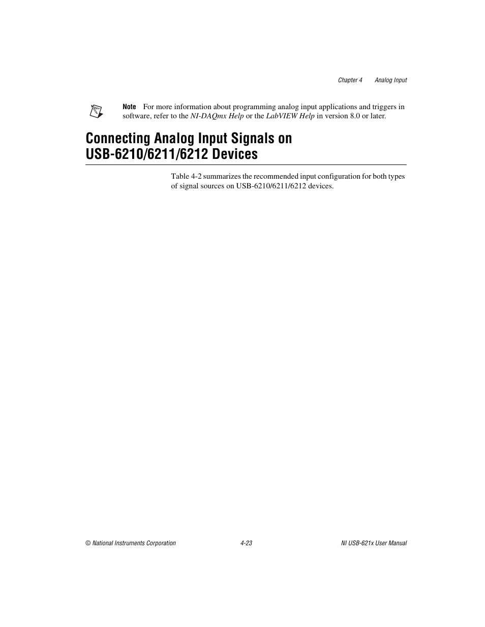 R to the, Connecting analog input signals on, Usb-6210/6211/6212 devices | National Instruments Data Acquisition Device NI USB-621x User Manual | Page 56 / 185