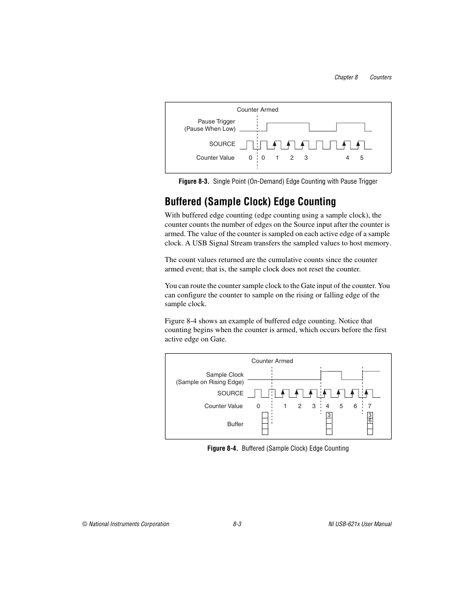 Buffered (sample clock) edge counting, Figure 8-4. buffered (sample clock) edge counting, Buffered (sample clock) edge counting -3 | Re 8-3 sho | National Instruments Data Acquisition Device NI USB-621x User Manual | Page 96 / 185
