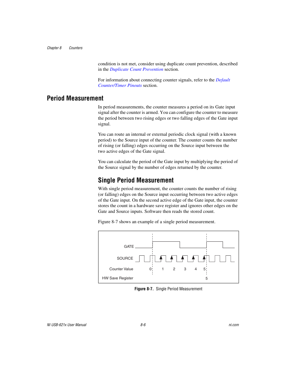 Period measurement, Single period measurement, Figure 8-7. single period measurement | Period measurement -6, Single period measurement -6 | National Instruments Data Acquisition Device NI USB-621x User Manual | Page 99 / 185