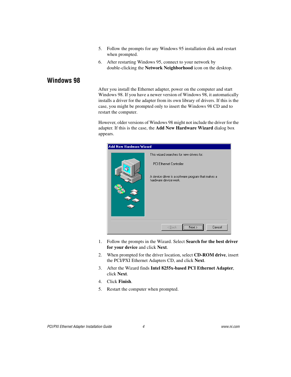 Windows 98 | National Instruments NI-488TM User Manual | Page 4 / 12